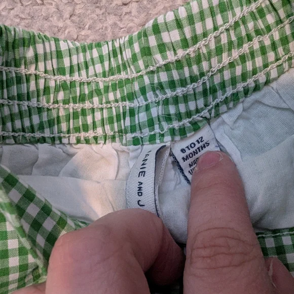 3 For $18 Janie and Jack Green Gingham Kids Shorts - Picture 4 of 6